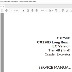 Case CX250D CX250D Long Reach LC Version Tier 4B (final) Crawler Excavator Service Manual 47843012 - PDF DOWNLOAD