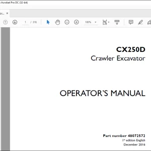 Case CX250D Crawler Excavator Operator's Manual 48072572 - PDF DOWNLOAD