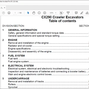 Case CX290 Crawler Excavator Service Manual - PDF DOWNLOAD