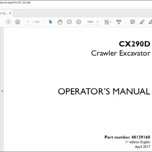Case CX290D Crawler Excavator Operator's Manual 48139160 - PDF DOWNLOAD