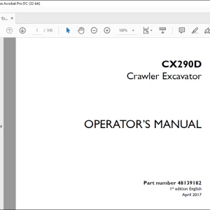 Case CX290D Crawler Excavator Operator's Manual 48139182 - PDF DOWNLOAD