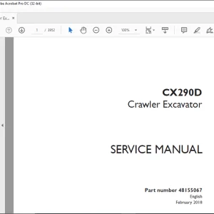 Case CX290D Crawler Excavator Service Manual 48155067 - PDF DOWNLOAD