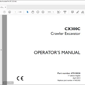 Case CX300C Crawler Excavator Operator's Manual 47510038 - PDF DOWNLOAD