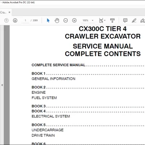 Case CX300C Crawler Excavator Service Manual PDF File Download