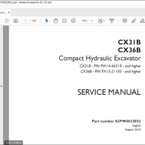 Case CX31B CX36B Compact Hydraulic Excavator Service - HeyDownloads ...