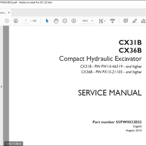 Case CX31B CX36B Compact Hydraulic Excavator Service Manual S5PW0032E02 - PDF DOWNLOAD