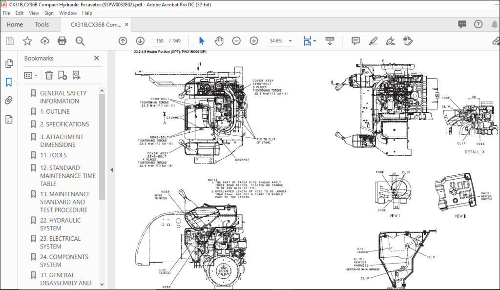 Case CX31B CX36B Compact Hydraulic Excavator Service Manual S5PW0032E02 ...