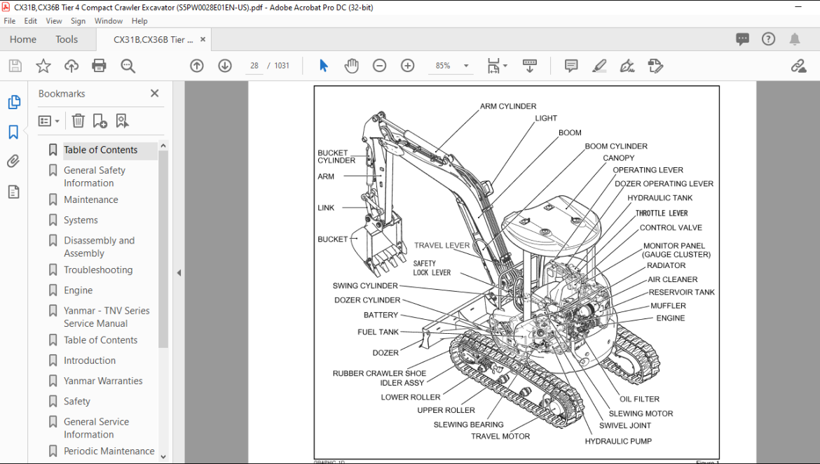 Case CX31B CX36B TIER 4 Compact Crawler Excavator Service Manual ...