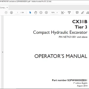 Case CX31B Tier 3 Compact Hydraulic Excavator Operator's Manual S2PW00050ZE01 - PDF DOWNLOAD