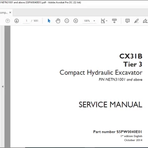 Case CX31B Tier 3 Compact Hydraulic Excavator Service Manual S5PW0040E01 - PDF DOWNLOAD