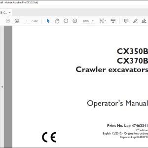 Case CX350B CX370B Crawler Excavator Operator's Manual 47462341 - PDF DOWNLOAD