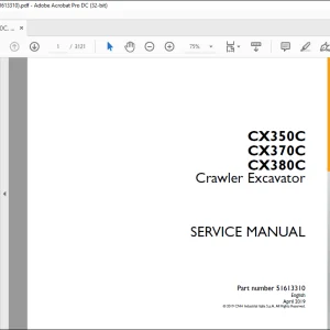 Case CX350C CX370C CX380C Crawler Excavator Service Manual 51613310 - PDF DOWNLOAD
