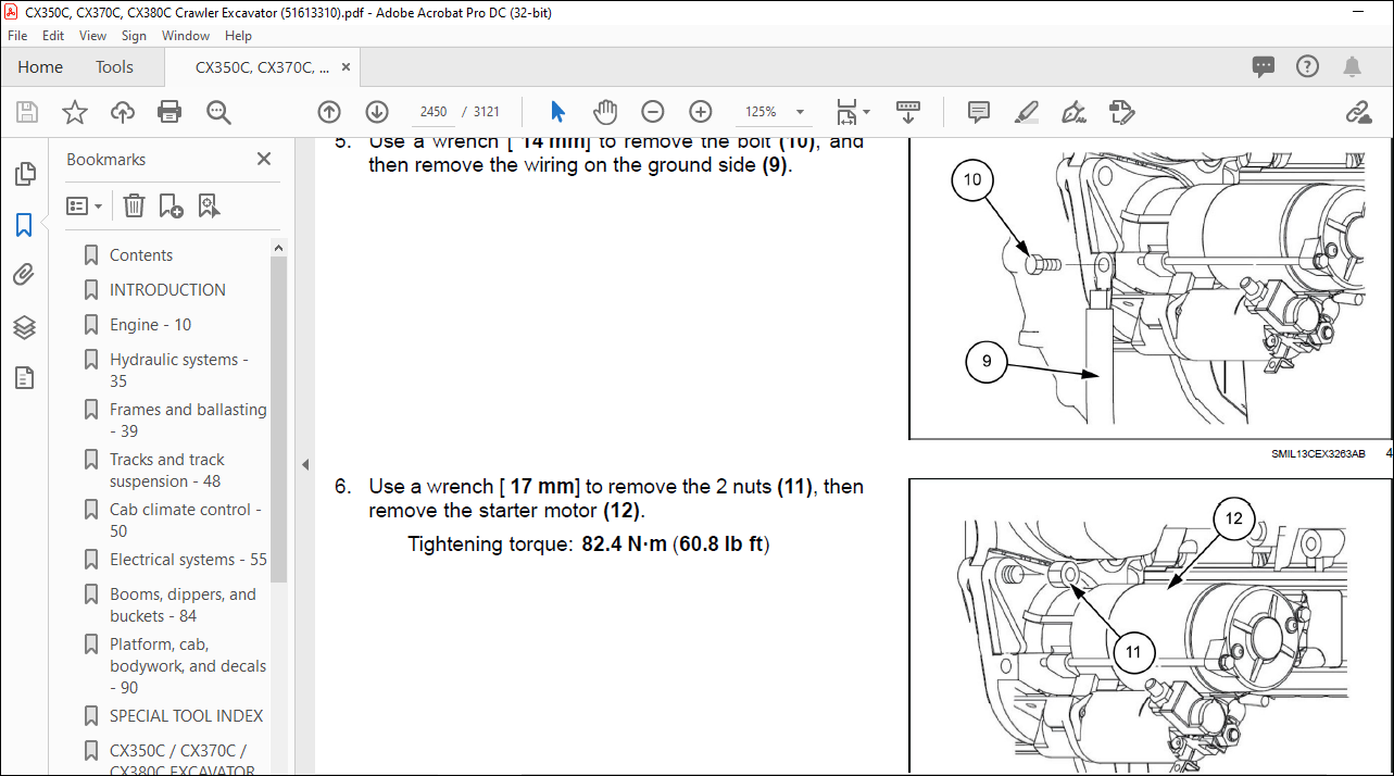 Case CX350C CX370C CX380C Crawler Excavator Service Manual 51613310 ...