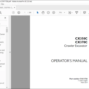 Case CX350C CX370C Crawler Excavator Operator's Manual 51611726 - PDF DOWNLOAD