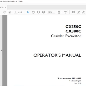 Case CX350C CX380C Crawler Excavator Operator's Manual 51514985 - PDF DOWNLOAD