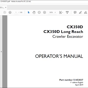 Case CX350D CX350D Long Reach Crawler Excavator Operator's Manual 51453037 - PDF DOWNLOAD
