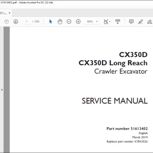 Case CX350D CX350D Long Reach Crawler Excavator Service Manual 51613402 - PDF DOWNLOAD