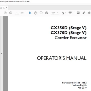 Case CX350D (Stage V) CX370D (Stage V) Crawler Excavator Operator's Manual 51613852 - PDF DOWNLOAD