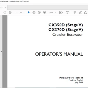 Case CX350D (Stage V) CX370D (Stage V) Crawler Excavator Operator's Manual 51656584 - PDF DOWNLOAD