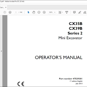Case CX35B CX39B Series 2 Mini Excavator Operator's Manual 47529301 - PDF DOWNLOAD