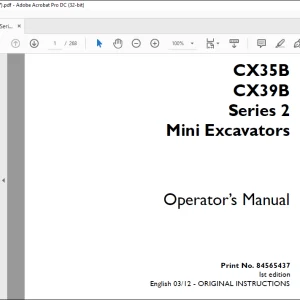 Case CX35B CX39B Series 2 Mini Excavators Operator’s Manual 84565437 - PDF DOWNLOAD