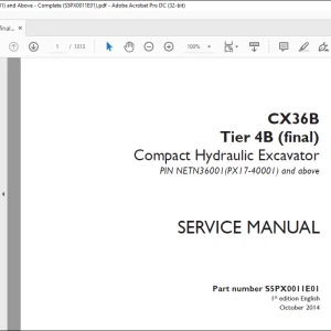 Case CX36B Tier 4B (final) Compact Hydraulic Excavator Service Manual S5PX0011E01 - PDF DOWNLOAD
