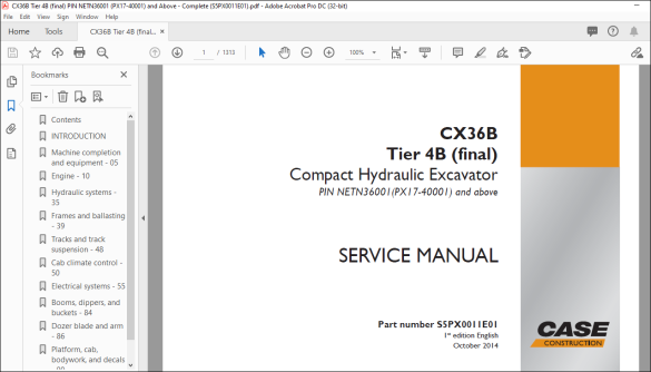 Case CX36B Tier 4B (final) Compact Hydraulic Excavator Service Manual ...