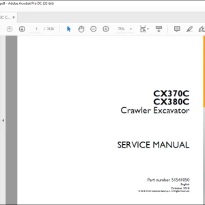 Case CX370C CX380C Crawler Excavator Service Manual 51541050 - PDF DOWNLOAD
