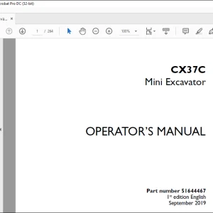 Case CX37C Mini Excavator Operation Manual 51644467 PDF Download
