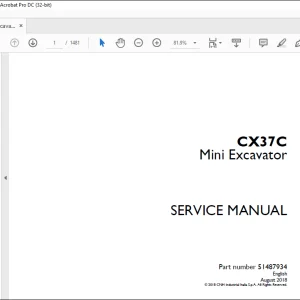 Service Manual for Case CX37C Mini Excavator 51487934 PDF