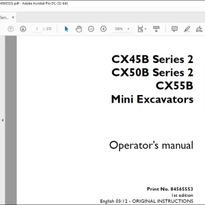 Case CX45B Series 2 CX50B Series 2 CX55B Mini Excavator Operator's Manual 84565553 - PDF DOWNLOAD