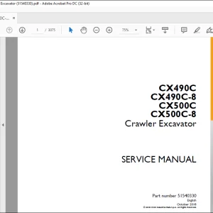 Case CX490C CX490C-8 CX500C CX500C-8 Crawler Excavator Service Manual 51540330 - PDF DOWNLOAD
