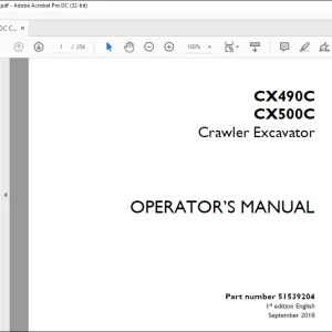 Case CX490C CX500C Crawler Excavator Operator's Manual 51539204 - PDF DOWNLOAD