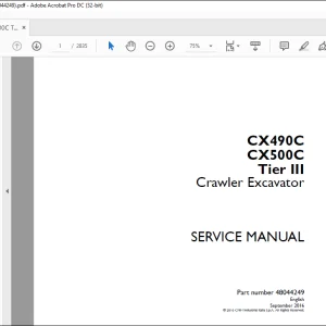 Case CX490C CX500C Tier III Crawler Excavator Service Manual 48044249 - PDF DOWNLOAD