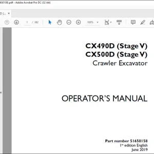 Case CX490D (Stage V) CX500D (Stage V) Crawler Excavator Operator's Manual 51650158 - PDF DOWNLOAD