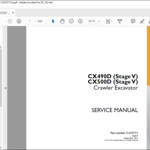 Case CX490D (Stage V) CX500D (Stage V) Crawler Excavator Service Manual 51675713 - PDF DOWNLOAD