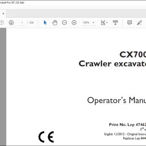 Case CX700B Crawler Excavator Operator's Manual 47462353 - PDF DOWNLOAD