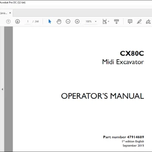 Case CX80C Midi Excavator Operator's Manual 47914689 - PDF DOWNLOAD