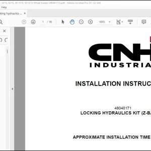 Case Locking hydraulics kit (Z-bar-XR) 521G 621G W110 D W130 D Wheel loader Installation Instructions Manual 48040173