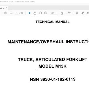 Case M13K Truck Articulated Forklift Technical Manual - PDF DOWNLOAD