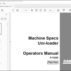 Case Machine Specs Uni-loader Operators Manual 9-74245 - PDF DOWNLOAD