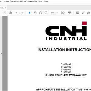 Case Quick Coupler Two-Way Kit CX26C CX30C E26C E30C Mini Excavator Installation Instructions Manual