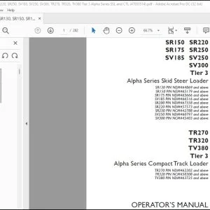 Case SR130 SR200 SR150 SR220 SR175 SR250 SV185 SV250 SV300 Tier 3 Skid Steer Loader TR270 TR320 TV380 Tier 3 Compact Track Loader Operator's Manual