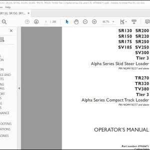 Case SR130 SR200 SR150 SR220 SR175 SR250 SV185 SV250 SV300 Tier 3 Skid Steer Loader TR270 TR320 TV380 Tier 3 Compact Track Loader Owner Manual PDF