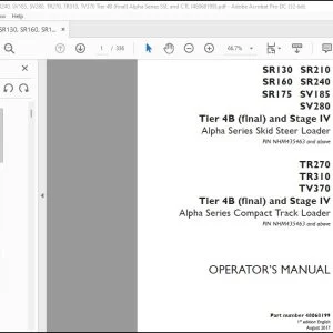 Case SR130 SR210 SR160 SR240 SR175 SV185 SV280 Tier 4B & Stage IV Skid Steer TR270 TR310 TV370 Tier 4B & Stage IV Compact Track Operator's Manual