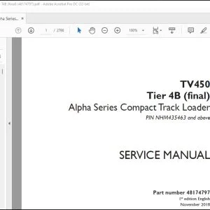 Case TV450 Tier 4B (final) Alpha Series Compact Track Loader Service Manual 48174797 - PDF