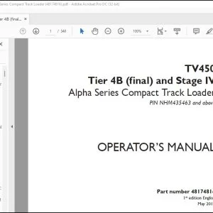 Case TV450 Tier 4B (final) & Stage IV Alpha Series Compact Track Loader Operator's Manual 48174816