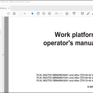 Case TX 130-45 turbo TX 140-45 turbo TX 170-45 turbo Work Platform Operator's Manual 6-38971 - PDF