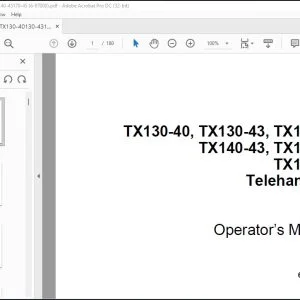 Case TX130-40 TX130-43 TX130-45 TX140-43 TX140-45 TX170-45 Telehandlers Operator's Manual 6-87000 - PDF