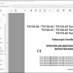 Case TX130-40 TX130-43 TX130-45 Turbo TX140-43 TX140-45 Turbo TX170-45 Turbo Operation & Maintenance Manual
